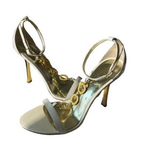 Guess by Marciano Gwleanna White & Gold Sandals High Heels Size 6